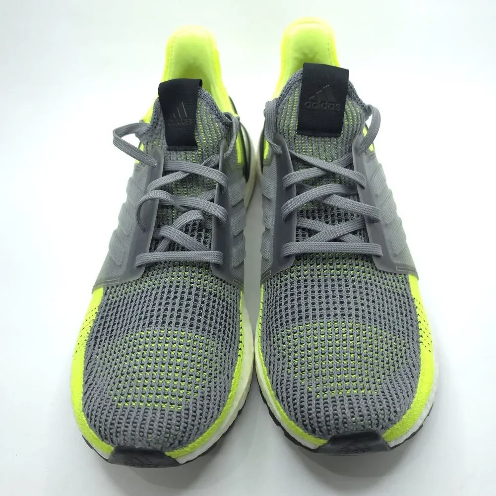 Adidas UltraBoost 19 EF1343 Running Shoes Gray Yellow Athletic Sneakers Mens 12
